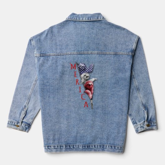 Sloth merica - grot in zipper - amerikaanse lade denim jacket (Achterkant)