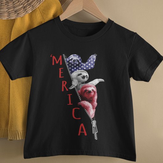 Sloth merica - grot in zipper - amerikaanse lade t-shirt