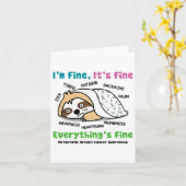 Sloth Metastatic Breast Cancer Awareness I'm Fine Kaart (Gele Bloem)