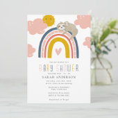 Sloth Mom & Baby met Happy Rainbow Baby shower Kaart (Staand voorkant)