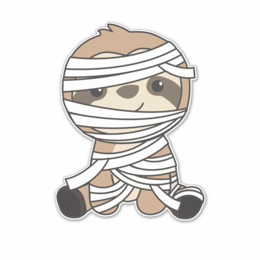 Sloth Mummy Pumpkin Sloths Happy Halloween Sticker (Voorkant)