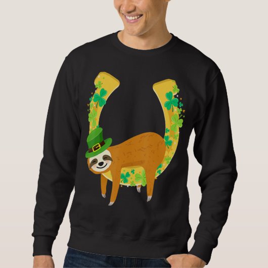 Sloth Napping op Hoefijzer Leprechaun St Patrick's Trui (Voorkant)