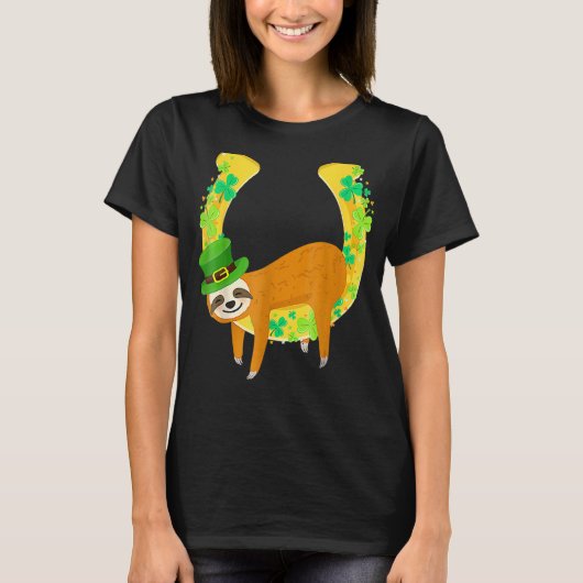 Sloth Napping op Leprechaun Hoefijzer St. Patrick' T-shirt (Voorkant)