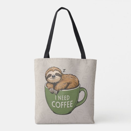 Sloth Need Coffee Tas (Achterkant)