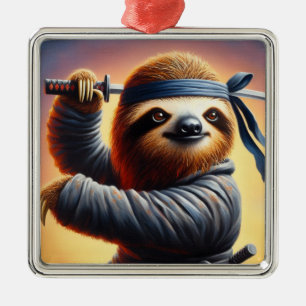 Sloth Ninja Metalen Ornament