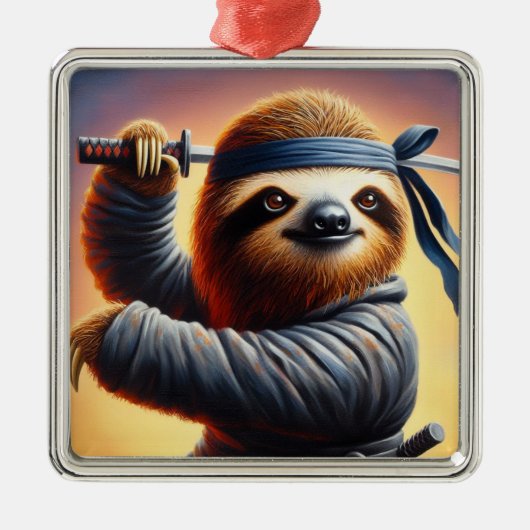 Sloth Ninja Metalen Ornament (Voorkant)