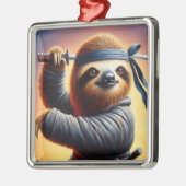 Sloth Ninja Metalen Ornament (Links)