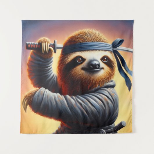 Sloth Ninja Wandkleed (Voorkant)