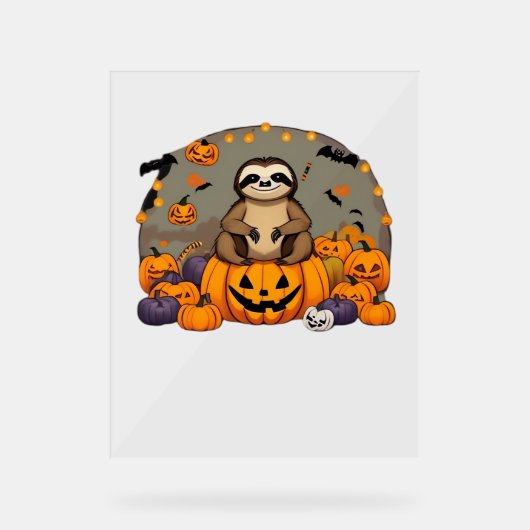 Sloth-o-ween Classic T-shirt Acryl Bord (Voorkant)