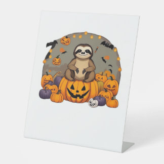 Sloth-o-ween Classic T-shirt Reclamebord Met Voetstuk