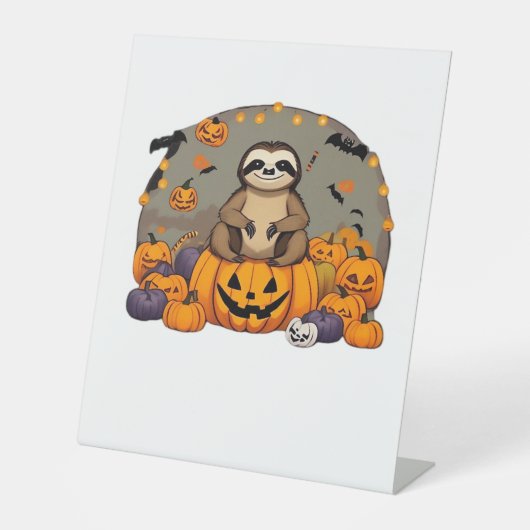 Sloth-o-ween Classic T-shirt Reclamebord Met Voetstuk (Voorkant)