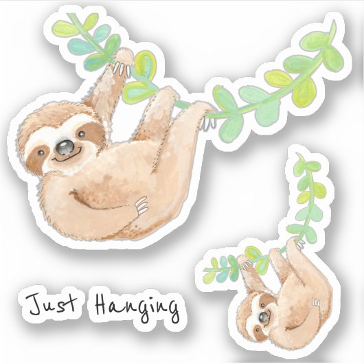 Sloth Oerwoud wijnstokken gewoon hangen Sticker (Voorkant)
