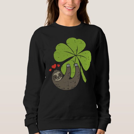 Sloth On Shamrock Hearts Cute St Patricks Day Men  Trui (Voorkant)