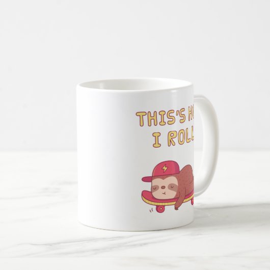 Sloth on Skateboard, grappig dat ik zo draai Koffiemok (Voorkant rechts)