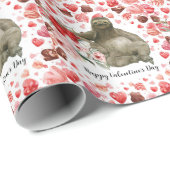 Sloth on Valentine's Day  Cadeaupapier (Rol Hoek)