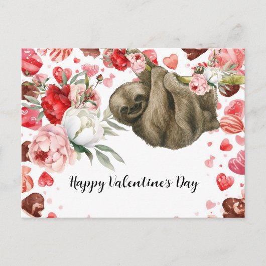Sloth on Valentine's Day  Feestdagenkaart (Voorkant)