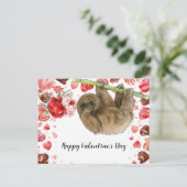 Sloth on Valentine's Day  Feestdagenkaart (Staand voorkant)