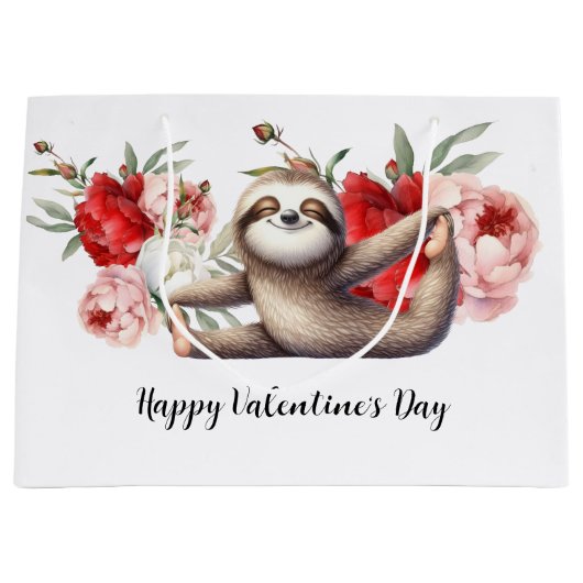 Sloth on Valentine's Day  Groot Cadeauzakje (Voorkant)