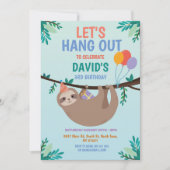 Sloth Party Birthday Laten we blauw ophangen Kaart (Voorkant)