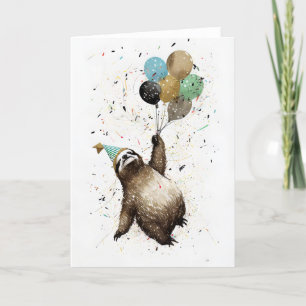 Sloth Party Celebration Wenskaart Bedankkaart