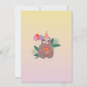 Sloth Party Verjaardag Schattige Fun Pink Animals Kaart (Achterkant)