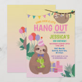 Sloth Party Verjaardag Schattige Fun Pink Animals Kaart (Voorkant / Achterkant)