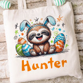 Sloth Pasen Kinder naam Boys Bunny Tote Bag