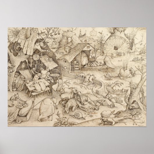 Sloth Pieter Bruegel Drawing Poster (Voorkant)