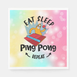 Sloth Ping Pong Eat Sleep Ping Pong Herhaal grappi Servet