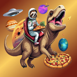 Sloth Pizza T-Rex Space Avontuur T-shirt