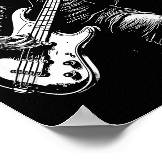 Sloth Playing B Guitar Funny B Player Bist Sloth Poster (Hoek)