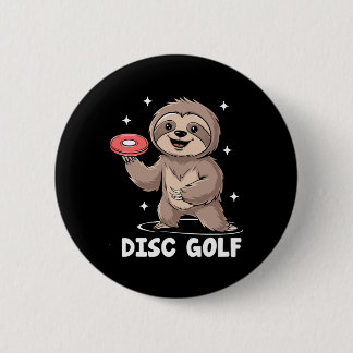 Sloth Playing Disc Golf Player Sports Athlete Game Ronde Button 5,7 Cm