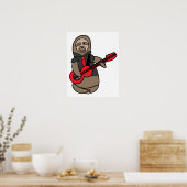 Sloth Playing Electric Guitar Kawaii Cute Poster (Keuken)
