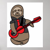 Sloth Playing Electric Guitar Kawaii Cute Poster (Voorkant)