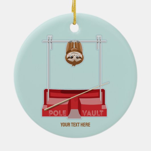Sloth Pole Vaulting Sportdag Keramisch Ornament (Achterkant)