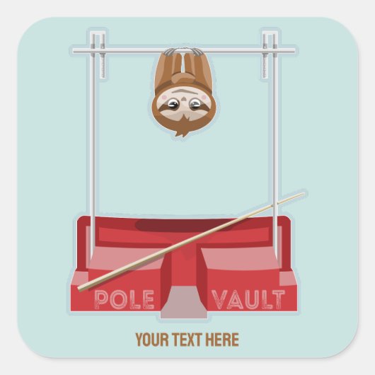 Sloth Pole Vaulting Sportdag Vierkante Sticker (Voorkant)
