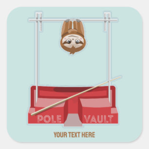 Sloth Pole Vaulting Sportdag Vierkante Sticker