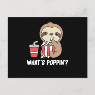 Sloth Popcorn Whats Poppin Funny Sloths Briefkaart