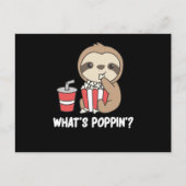 Sloth Popcorn Whats Poppin Funny Sloths Briefkaart (Voorkant)