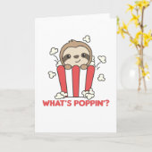 Sloth Popcorn Whats Poppin Funny Sloths Kaart (Gele Bloem)