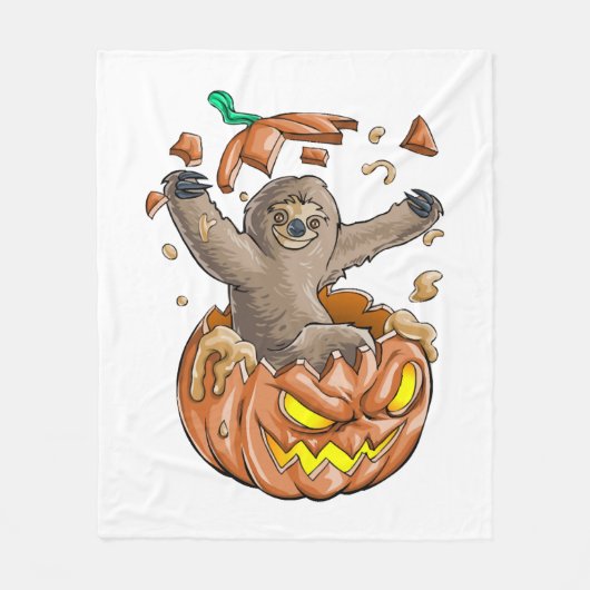 Sloth Pumpkin Halloween Fleece Deken (Voorkant)