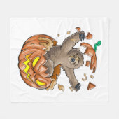 Sloth Pumpkin Halloween Fleece Deken (Voorkant (Horizontaal))