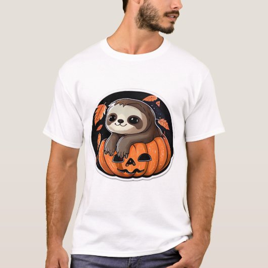 sloth pumpkin Halloween sticker Oversized T-Shirt (Voorkant)
