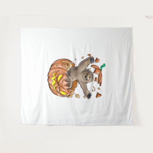 Sloth Pumpkin Halloween Wandkleed (Voorkant (horizontaal))