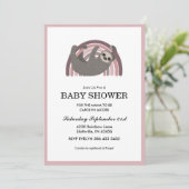 Sloth Rainbow Mauve Baby Girl Baby shower Kaart (Staand voorkant)