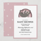 Sloth Rainbow Mauve Baby Girl Baby shower Kaart (Voorkant / Achterkant)