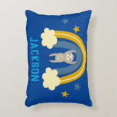 Sloth Rainbow Navy Blue Personalize Name Accent Kussen (Voorkant(Verticaal))
