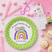Sloth Rainbow Verjaardag Green Kawaii Schattige Bo Papieren Bordje (Feest)