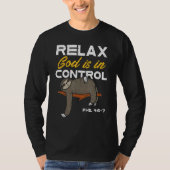 Sloth Relax God is In Control Jesus Christian Men T-shirt (Voorkant)