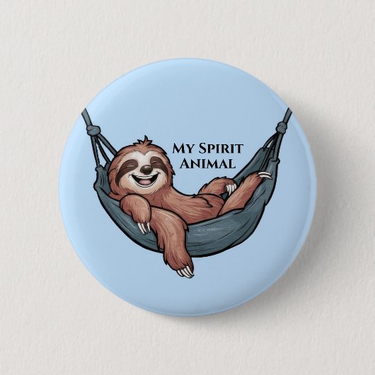 Sloth Relaxing Ronde Button 5,7 Cm (Voorkant)